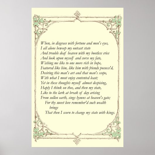 Sonnet # 29 van William Shakespeare Poster (Voorkant)