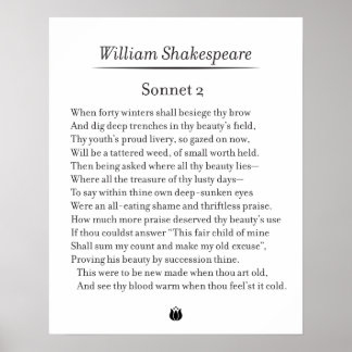 Sonnet 2 van William Shakespeare Poster