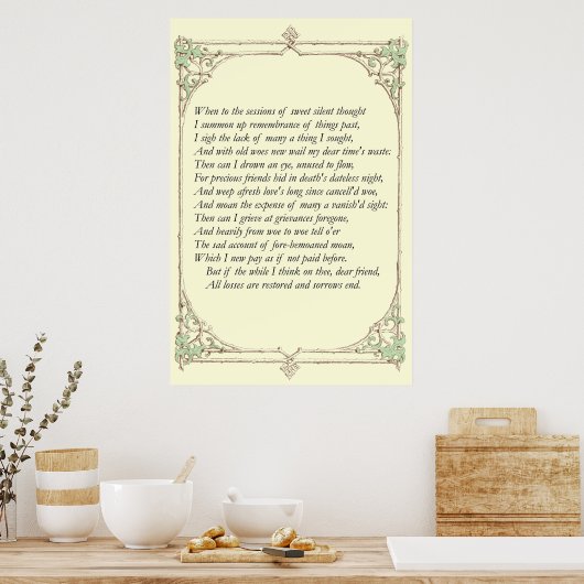 Sonnet # 30 van William Shakespeare Poster (Keuken)