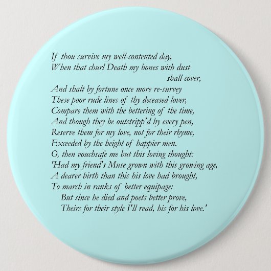 Sonnet # 32 van William Shakespeare Ronde Button 6,0 Cm (Voorkant)