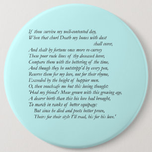 Sonnet # 32 van William Shakespeare Ronde Button 6,0 Cm
