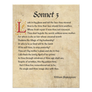 Sonnet 3 van Shakespeare Perkament Foto Afdruk