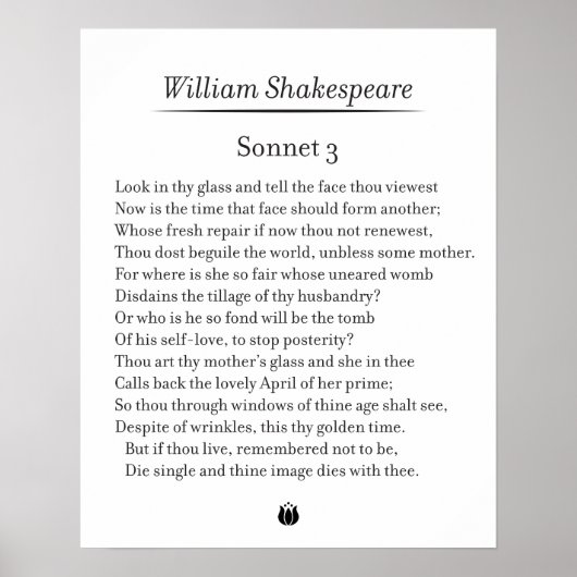 Sonnet 3 van William Shakespeare Poster (Voorkant)