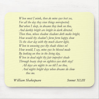 Sonnet # 43 van William Shakespeare Muismat