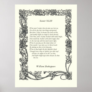 Sonnet # 43 van William Shakespeare Poster