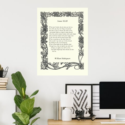 Sonnet # 43 van William Shakespeare Poster (Thuiskantoor)