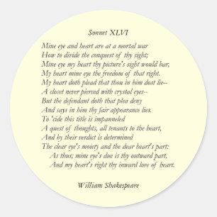 Sonnet # 46 van William Shakespeare Ronde Sticker