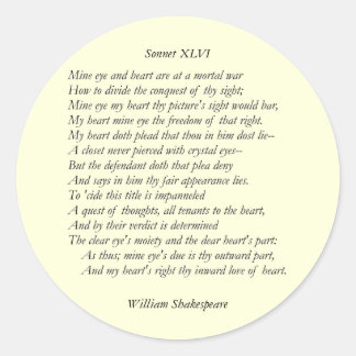 Sonnet # 46 van William Shakespeare Ronde Sticker