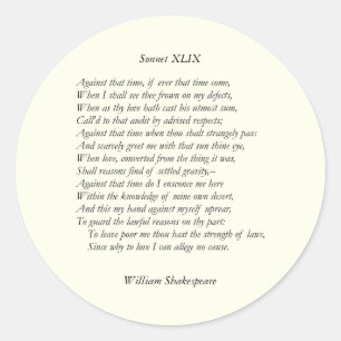 Sonnet # 49 van William Shakespeare Ronde Sticker