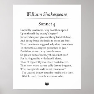 Sonnet 4 door William Shakespeare Poster