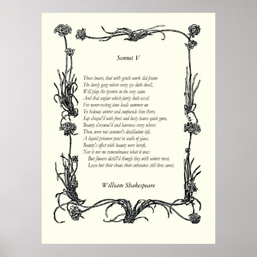 Sonnet # 5 van William Shakespeare Poster (Voorkant)