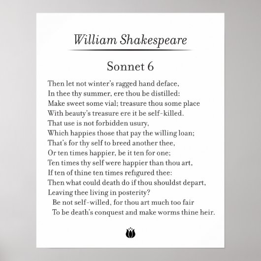 Sonnet 6 door William Shakespeare Poster (Voorkant)