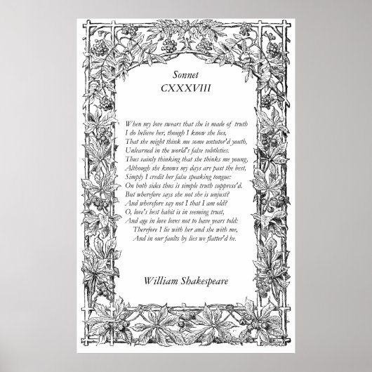 Sonnet Number 138 van William Shakespeare Poster (Voorkant)