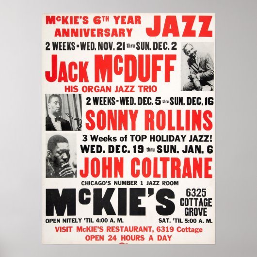 Sonny Rollins / John Coltrane / Jack McDuff Jazz Poster (Voorkant)