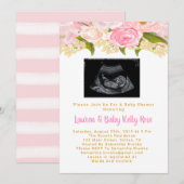 Sonogram Baby Shower Invitations, Baby Girl Shower Kaart (Voorkant / Achterkant)