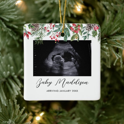 Sonogram Echografie Baby's Eerste Kerstmis Keramisch Ornament (Boom)