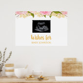 Sonogram roze en gouden Baby shower-gastboekje Poster (Keuken)