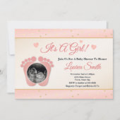 Sonogramme Baby shower Invitation fille, orteils r (Devant)
