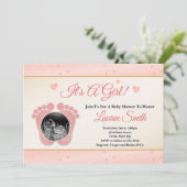 Sonogramme Baby shower Invitation fille, orteils r (Debout devant)