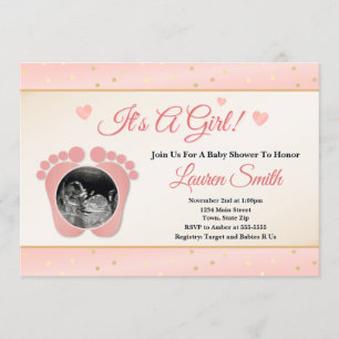 Sonogramme Baby shower Invitation fille, orteils r
