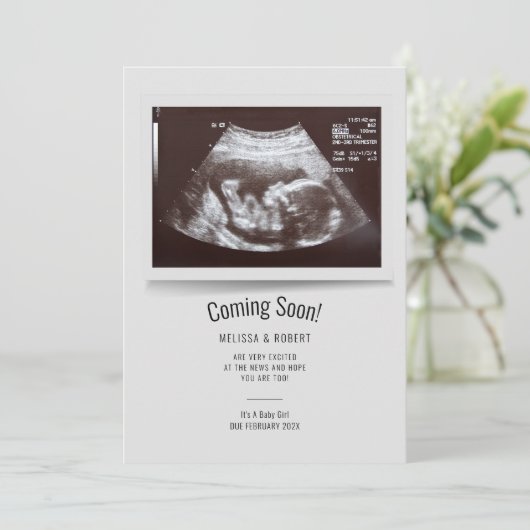Sonogramme Bébé Bientôt Faire-part de grossesse (Debout devant)