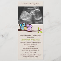 Sonogramme de la famille Owl Photo Invitations de