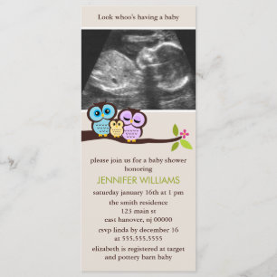 Sonogramme de la famille Owl Photo Invitations de 