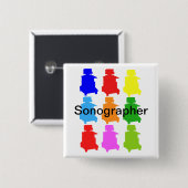 Sonographer Popart Gfits Vierkante Button 5,1 Cm (Voorkant /achterkant)