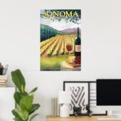 Sonoma, Californie Vin Pays Affiche de voyage (Bureau à domicile)