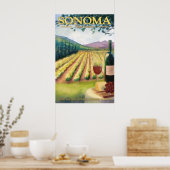 Sonoma, Californie Vin Pays Affiche de voyage (Cuisine)