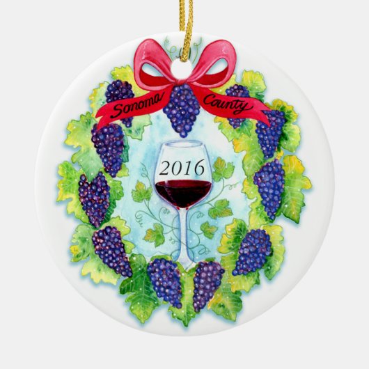 Sonoma County Wine Grapes Kerstmis Keramisch Ornament (Voorkant)