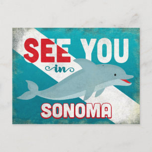 Sonoma Dolphin - Retro Vintage Travel Briefkaart