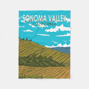 Sonoma Valley California Travel Art Vintage Fleece Deken