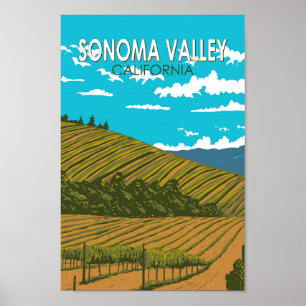 Sonoma Valley California Travel Art Vintage Poster