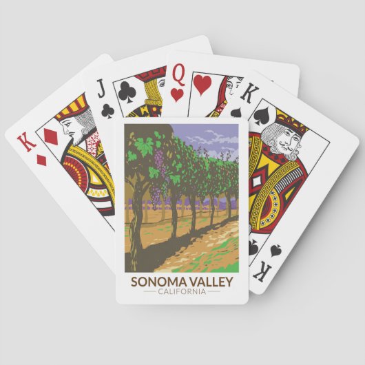 Sonoma Valley California Vineyard Travel Pokerkaarten (Achterkant)