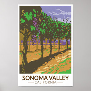 Sonoma Valley California Vineyard Travel  Poster