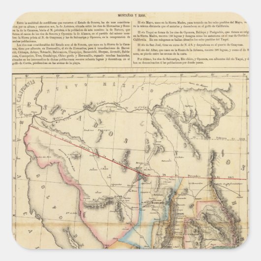 Sonora, Mexico Vierkante Sticker (Voorkant)