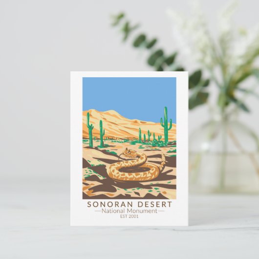 Sonoran Desert National Monument Rattlesnake Retro Briefkaart (Staand voorkant)