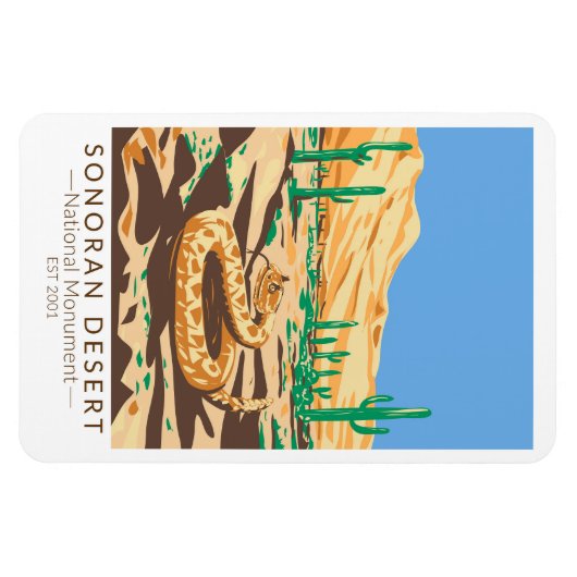 Sonoran Desert National Monument Rattlesnake Retro Magneet (Horizontaal)