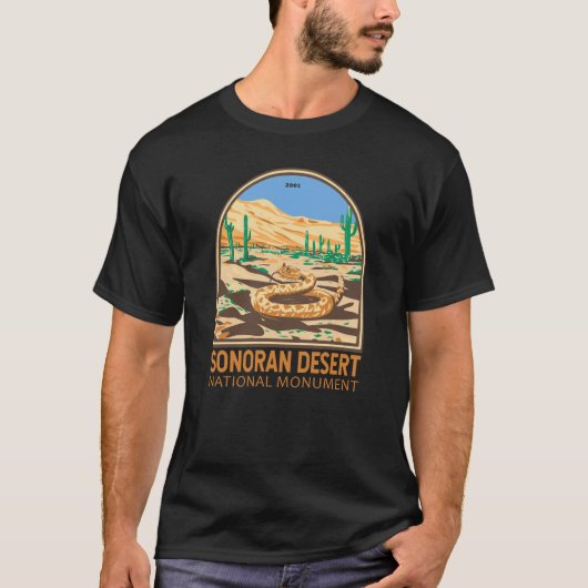 Sonoran Desert National Monument Rattlesnake Retro T-shirt (Voorkant)