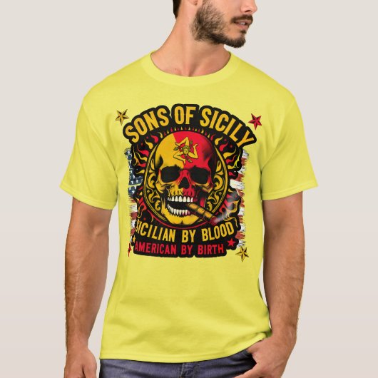 Sons of Sicily Sicilian beroemd gemaakt door Blood T-shirt (Voorkant)