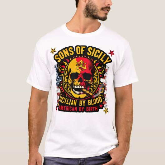 Sons of Sicily Sicilian beroemd gemaakt door Blood T-shirt (Voorkant)
