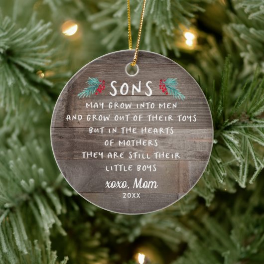 Sons Poem Gift van mam Gepersonaliseerde Rustige Keramisch Ornament (Boom)