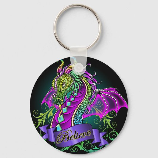 "Sonya" Rainbow Believe Dragon Art Sleutelhanger (Voorkant)