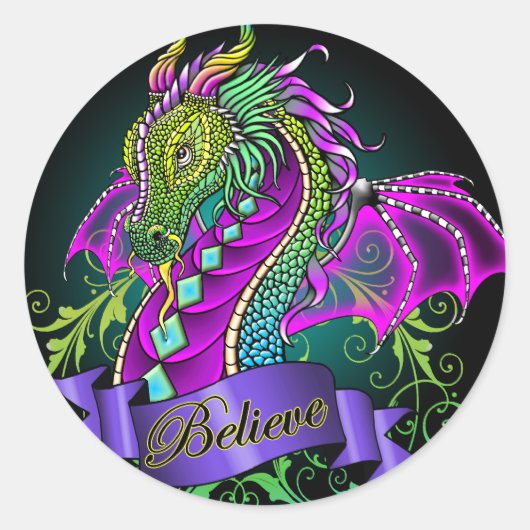 "Sonya" Rainbow Believe Dragon Art Stickers (Voorkant)
