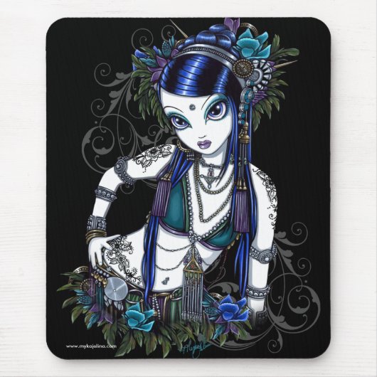 "Sonya" Tribal Fusion Belly Dancer Flower Mousepad Muismat (Voorkant)
