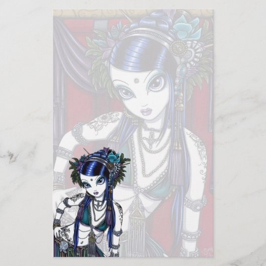 "Sonya" Tribal Fusion Belly Dancer Stationery Briefpapier (Voorkant)