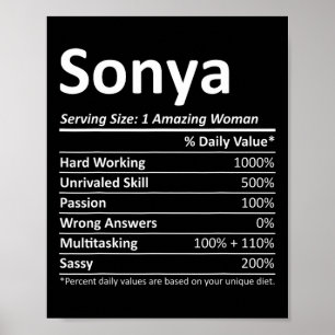 Sonya Voeding Gepersonaliseerde Naam Grappig Kerst Poster