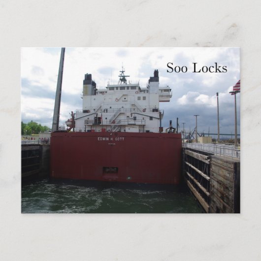 Soo Locks & Edwin H. Gott carte postale (Devant)