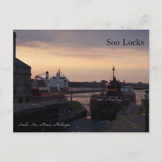 Soo Locks & Herbert C. Jackson-postkaart Briefkaart (Voorkant)